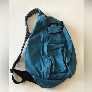 Kavu Rope Canvas Sling Bag Blue Teal Strap Hiking Outdoor Commuter Crossbody